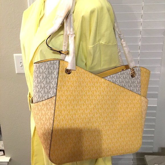 Michael Kors Colorblock Daffodil & Gray Shoulder Bag - New - Picture 2 of 4